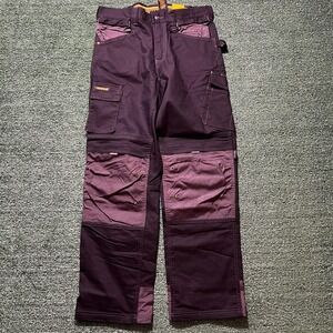 CAT Pants Mens 32x32 Purple Insulated Cargo Workwear Stretch Utility Pockets